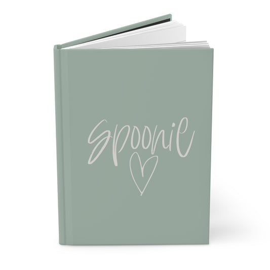 Spoonie Hardcover Journal with Line Drawn Heart In Green